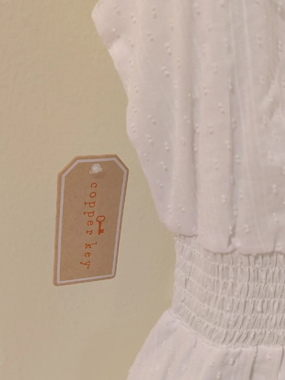 Copper Key White Sleeveless Mini Dress with Smocked Waist Size XS 100% Cotton - Picture 10 of 10